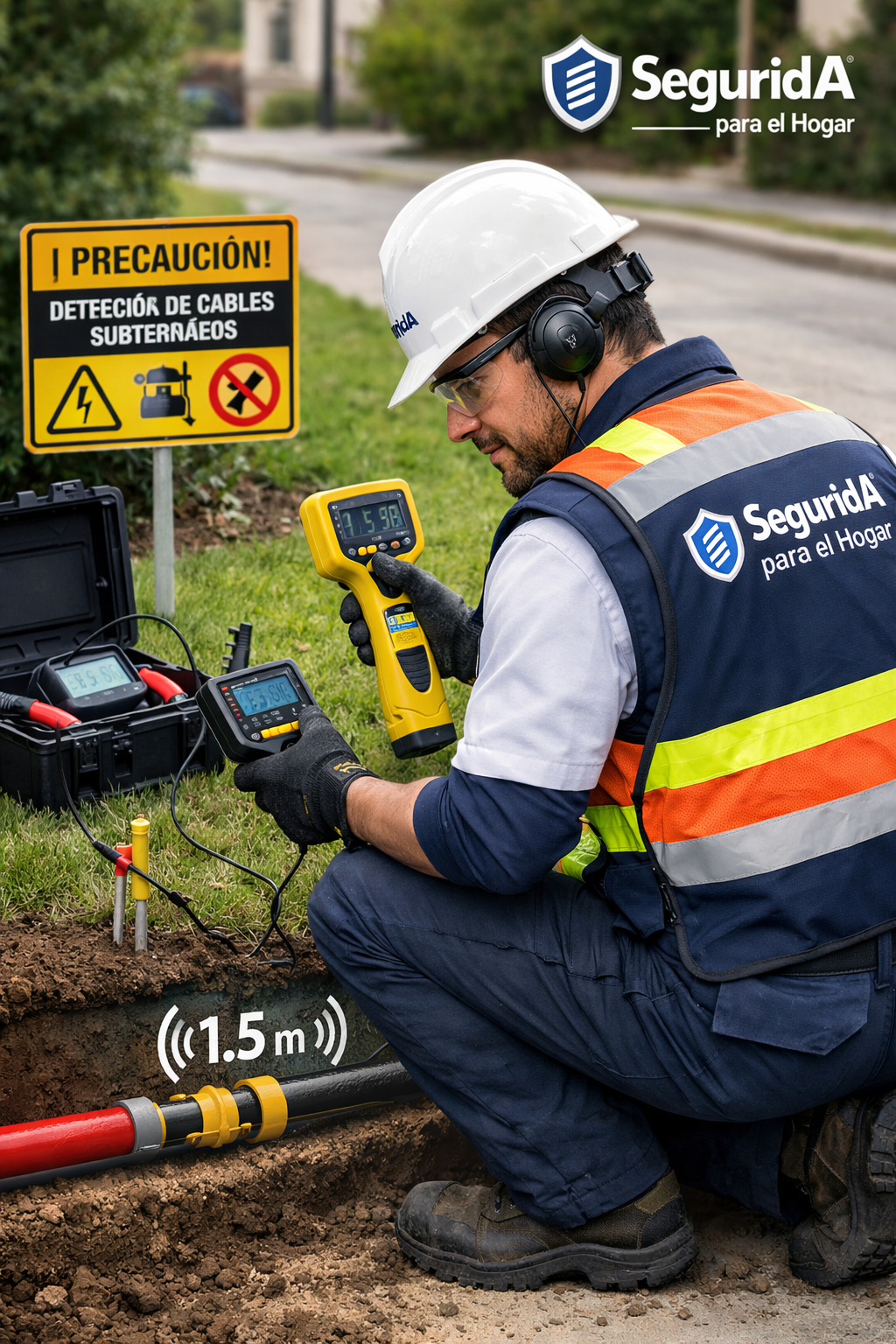 Equipo de detección subterránea en terreno